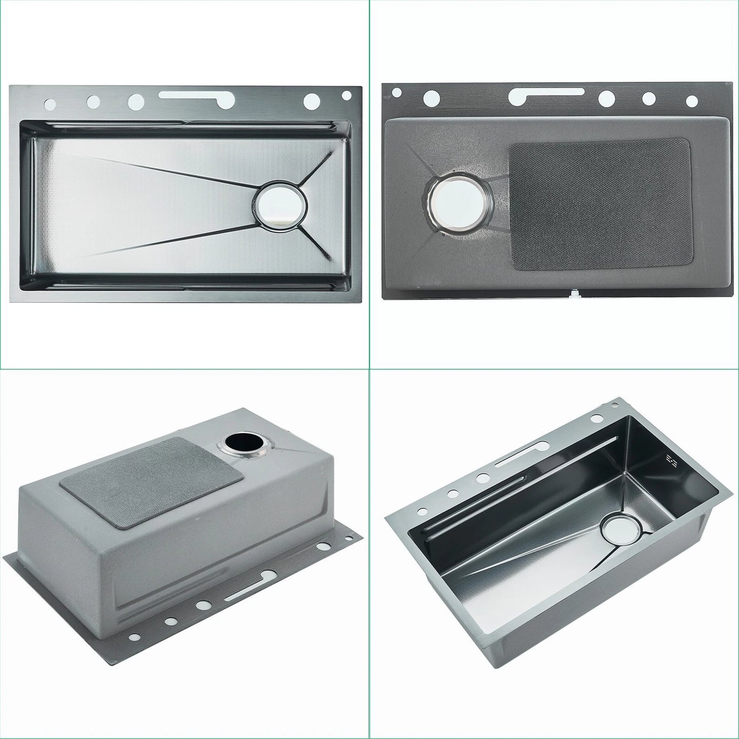 LED Inset Kitchen Sink Set Stainless Steel Single Bowl with Mixer Tap Waste Kits