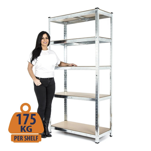 180 x 90 x 40cm (70.8 x 35.4 x 15.7 inches) Galvanised 5 Tier Racking