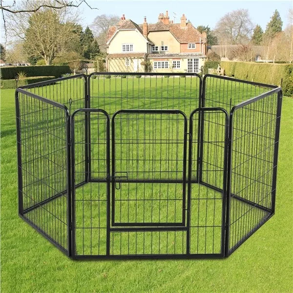 Pet Dog Pen 6 Panel Foldable Cat Puppy Playpen Indoor/Outdoor Enclosure Run Cage