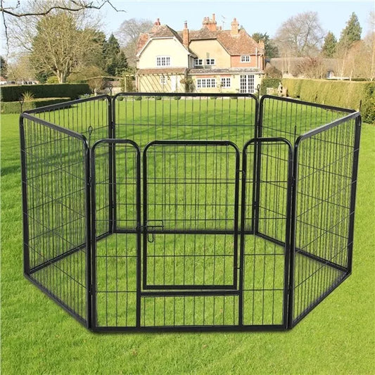 Pet Dog Pen 6 Panel Foldable Cat Puppy Playpen Indoor/Outdoor Enclosure Run Cage
