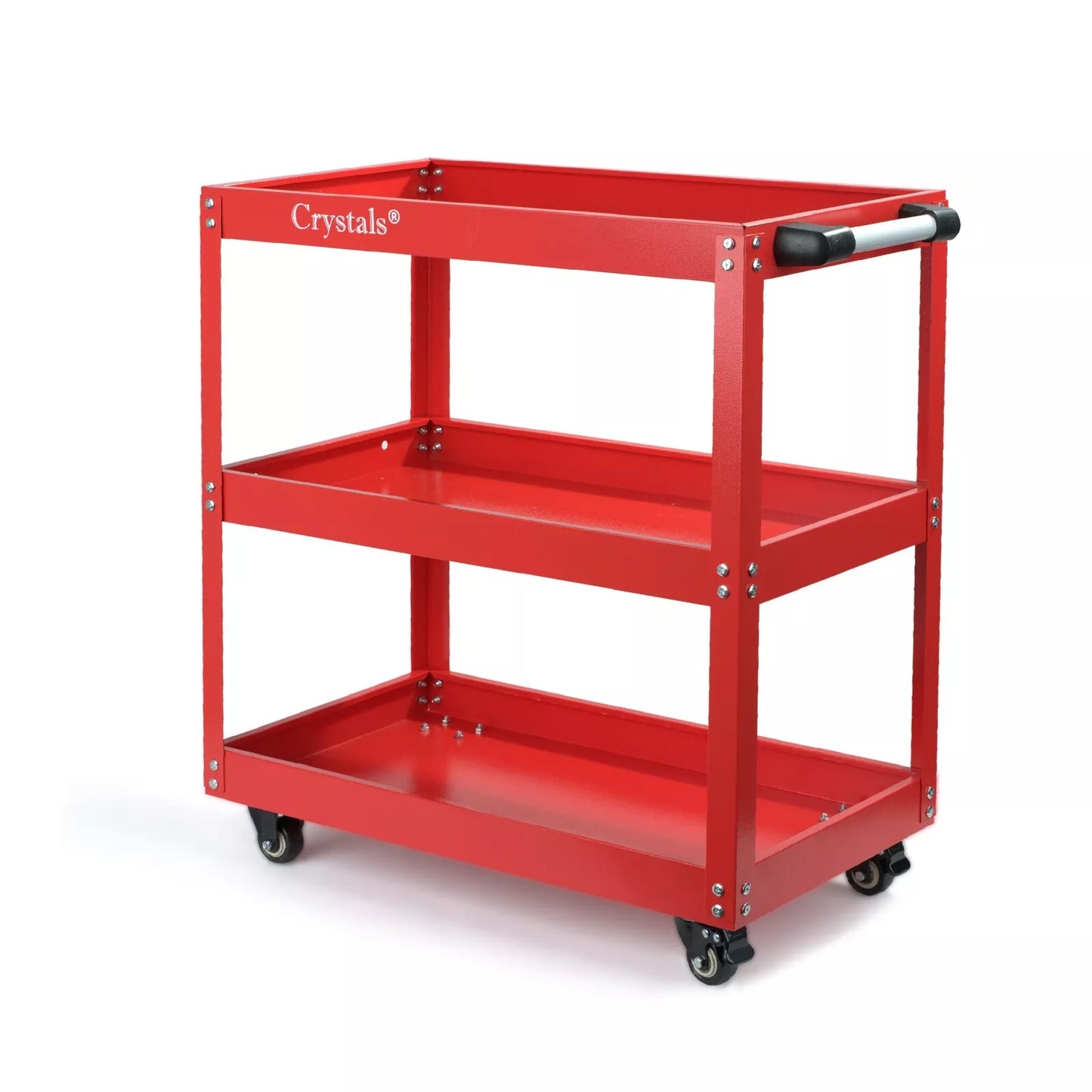 Tool Storage Heavy Duty Garage Trolley Workshop 3 Tier Wheel Cart DIY Red UK