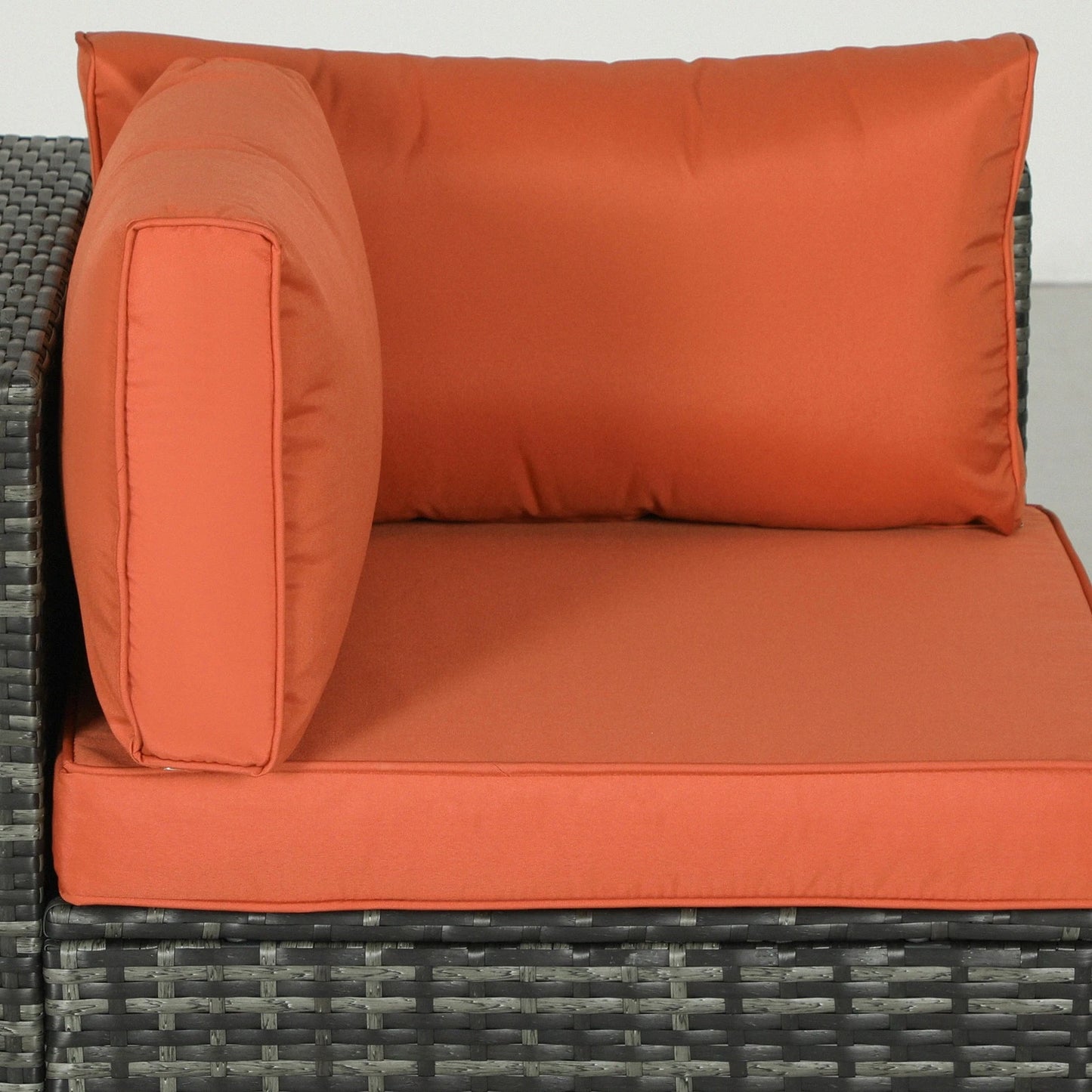 4 Pieces Rattan Garden Furniture Sofa Set with Coffee Table Orange