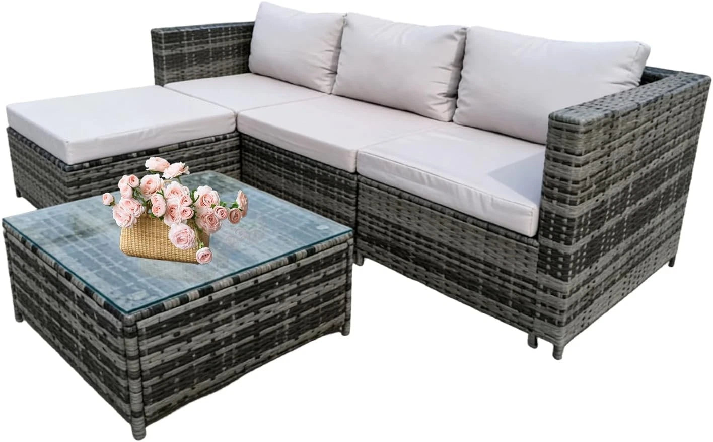 Rattan Garden Furniture Corner Sofa Set in Various Colours