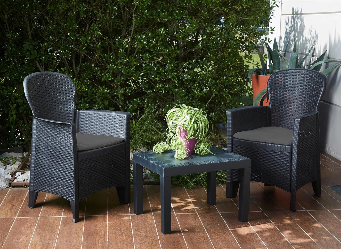 Garden Furniture Set Table Chairs 3 Piece Bistro Set Patio Outdoor Rattan Style