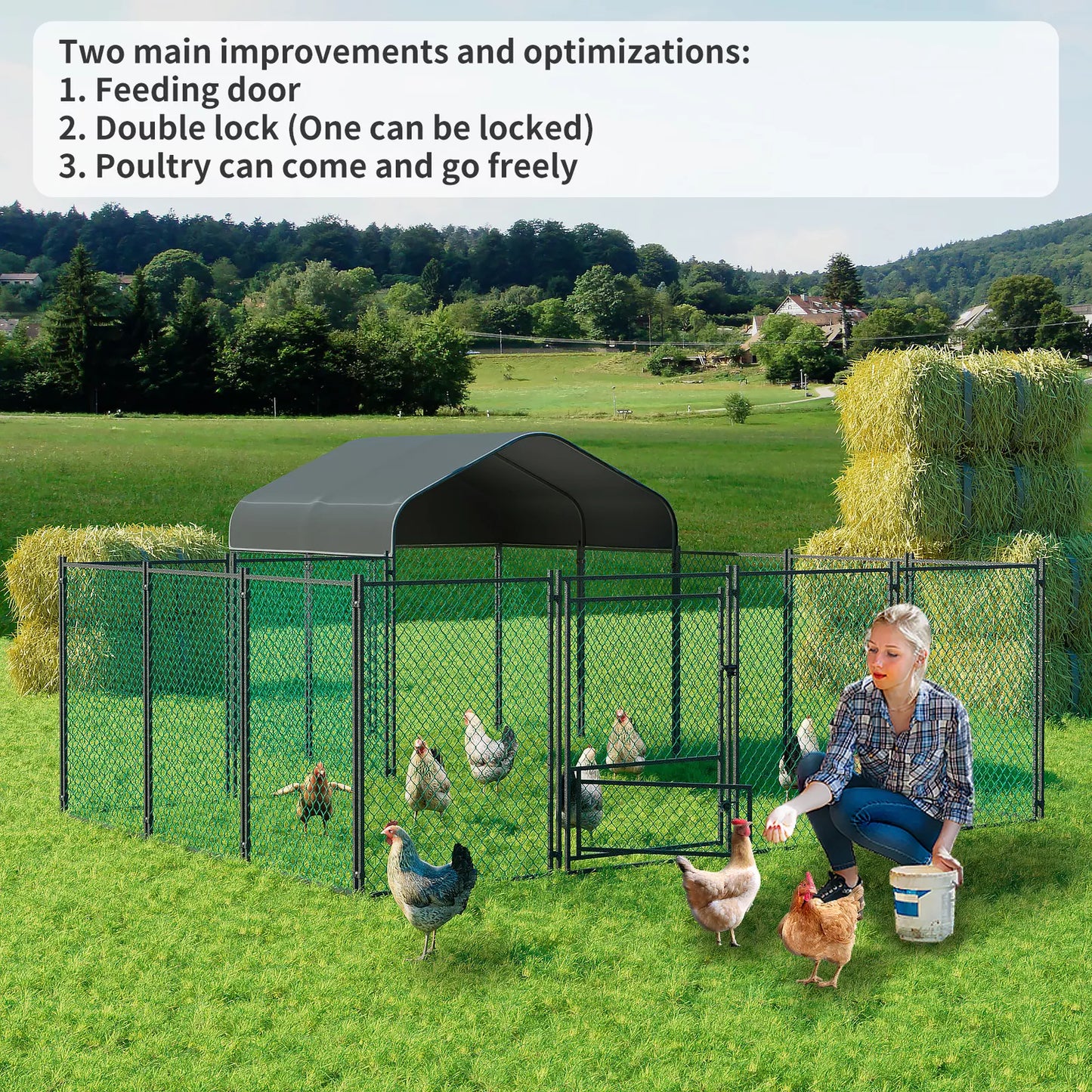Large Iron Walk-in Chicken Run Coop Cage Hens Rabbit Dogs Ducks Chickens Poultry