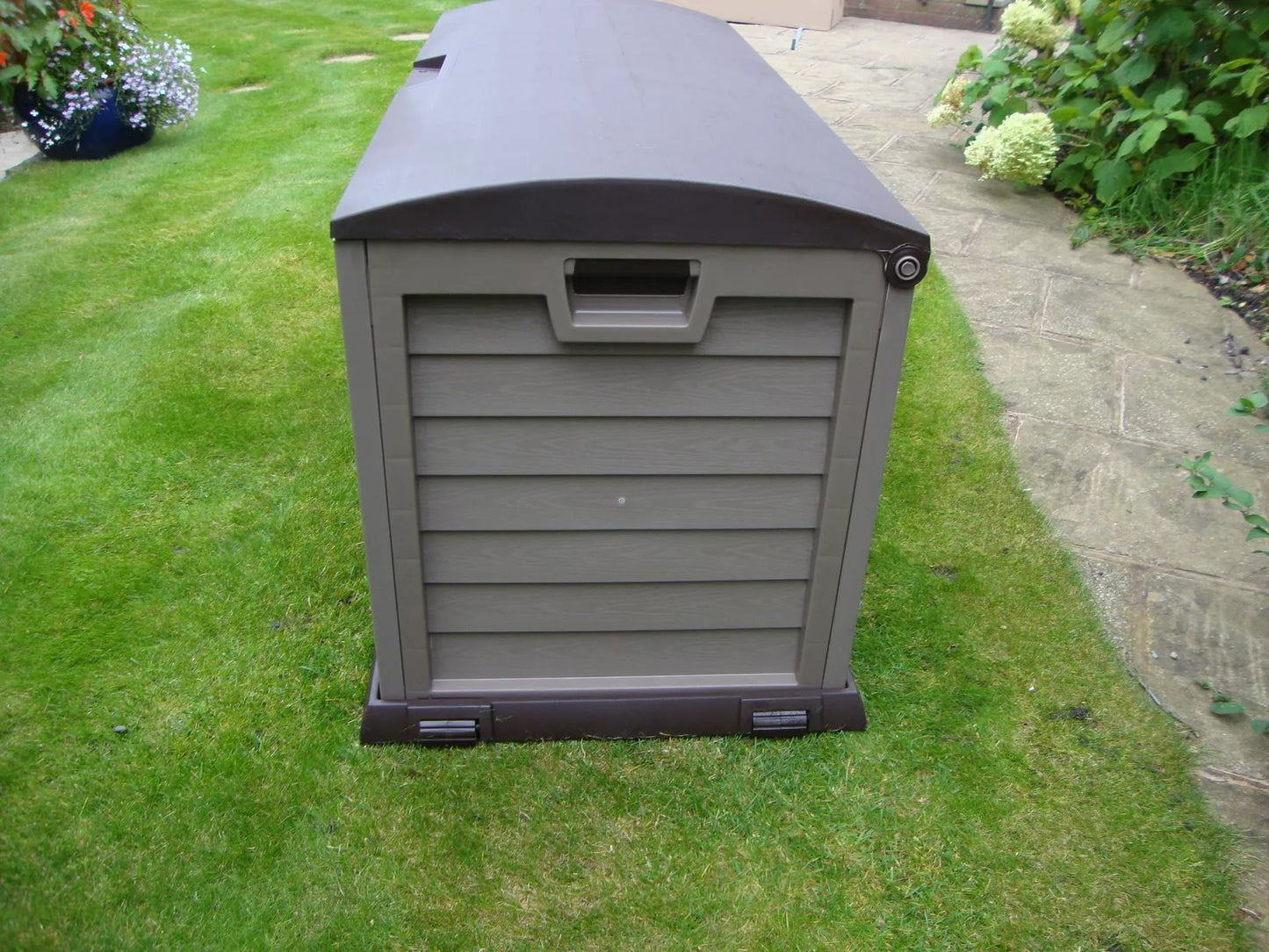 JUMBO XL Brown Garden Storage Utility Cushion Box Shed Plastic Waterproof