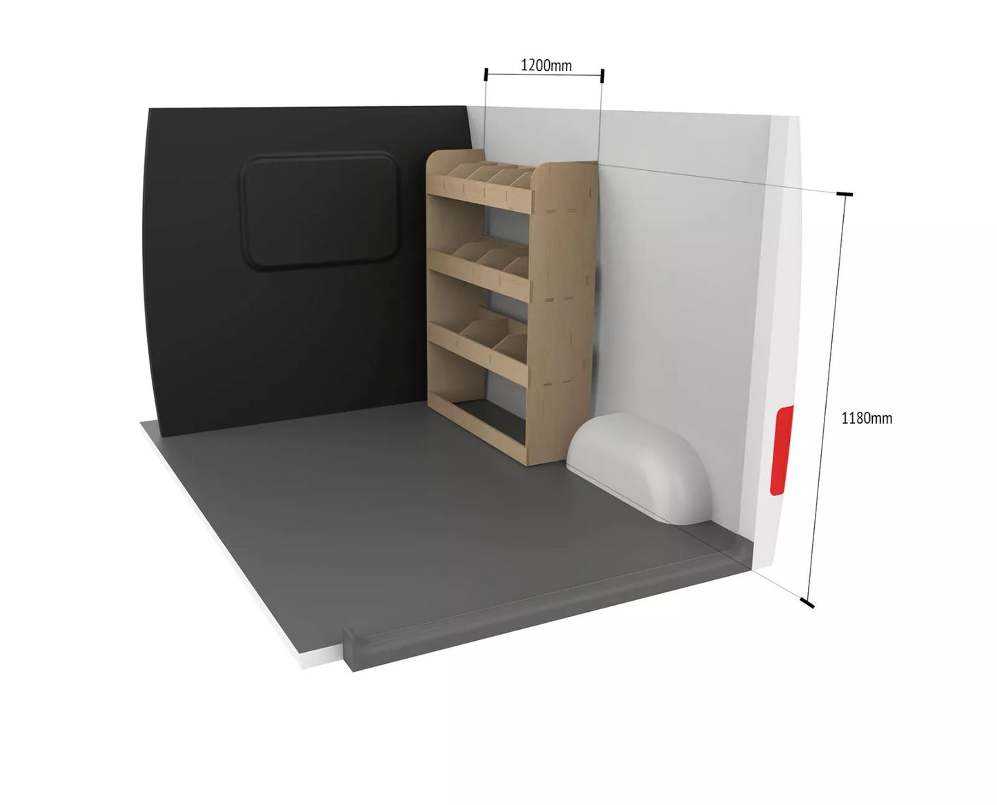 Vauxhall Vivaro LWB 2019+ Van Racking Tool Storage Shelving Organiser OS Front