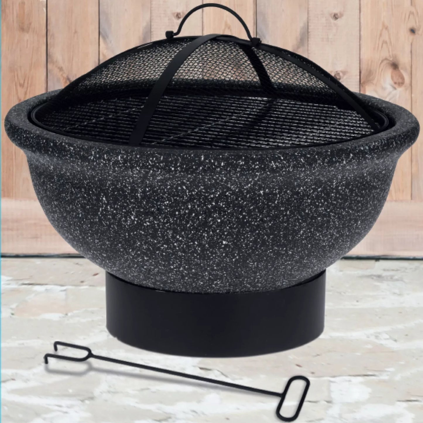 Black Round MGO Fire Pit Bowl Heater BBQ Grill Camping Burner Outdoor Garden