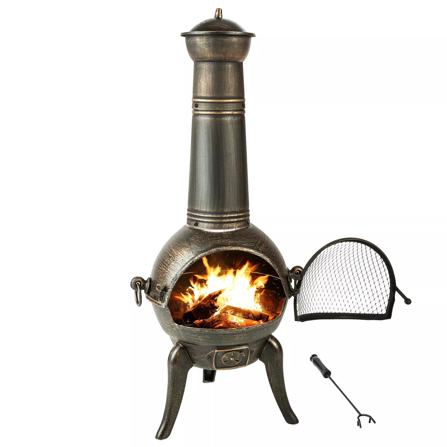 Chimenea Cast Iron Garden Heater BBQ Fire Pit Grill Large Fireplace Barbecue