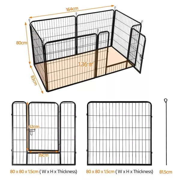 Pet Dog Pen 6 Panel Foldable Cat Puppy Playpen Indoor/Outdoor Enclosure Run Cage