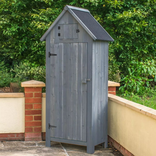 OUTDOOR STORAGE CUPBOARD WOODEN WATERPROOF TOOL BOX APEX ROOF SMALL SHED GARDEN
