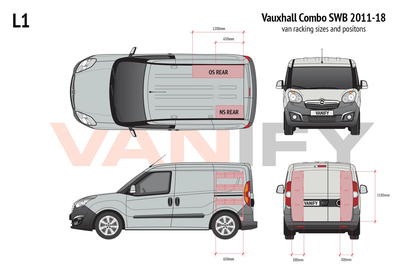 Vauxhall Combo SWB 2011-18 Van Racking Tool Storage Shelving Driver Side