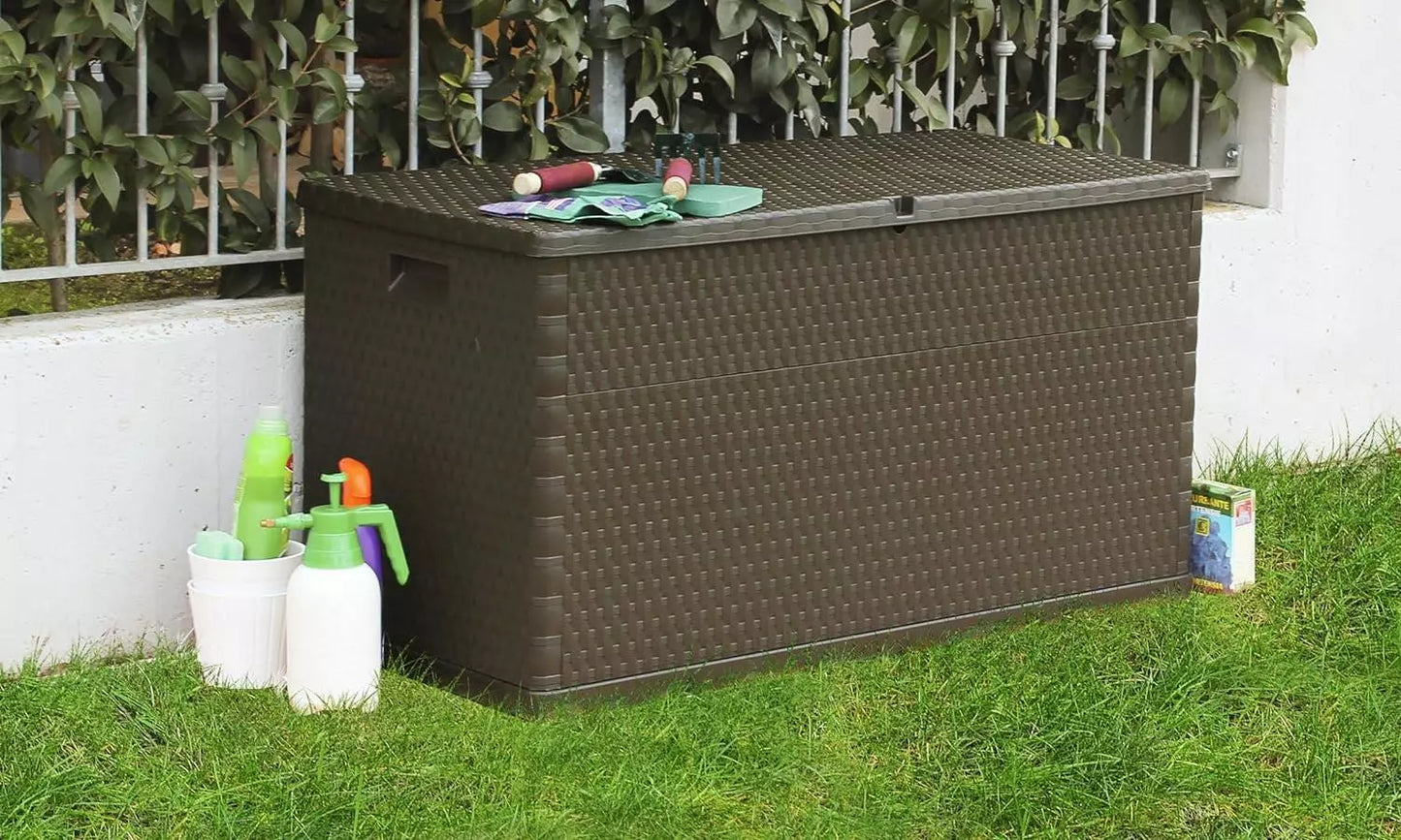 Garden Furniture Storage Box, Multibox, Rattan 420L Brown
