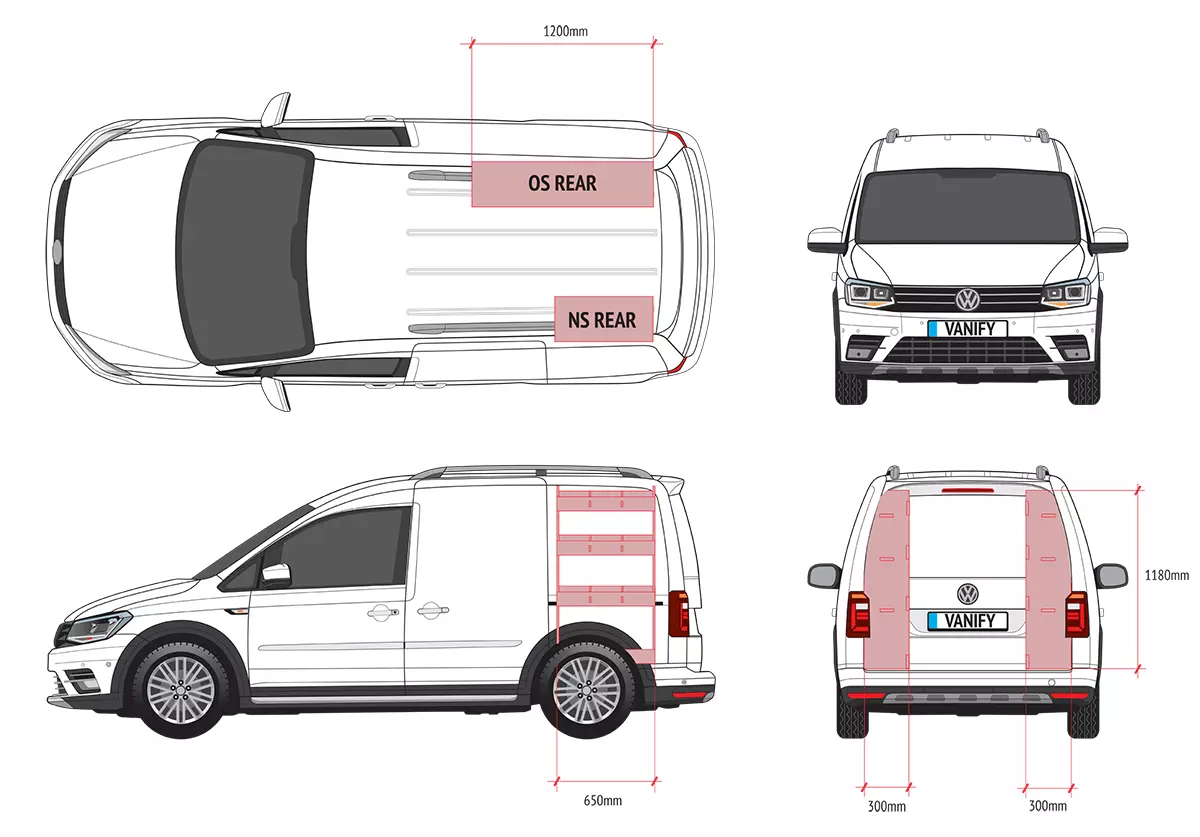 VW Caddy Cargo SWB (2020+) Van Racking Shelving Tool Storage Passenger Side