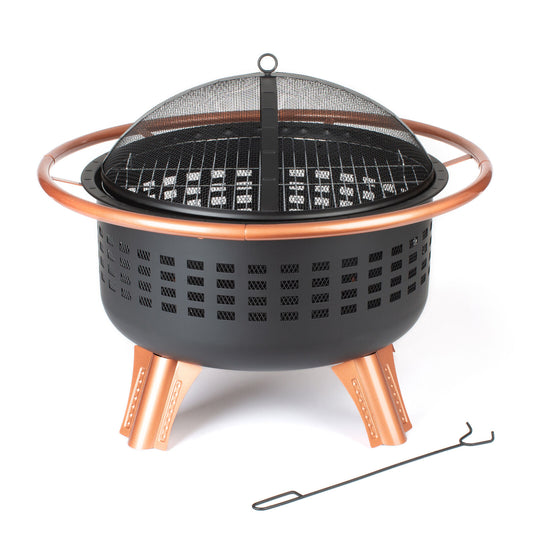 BBQ Outdoor Brazier Garden Fire Saturn Fire Pit Stove Patio Heater Grill Poker