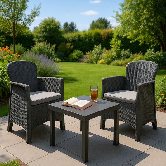 Garden Furniture Set Table Chairs 3 Piece Bistro Set Patio Outdoor Rattan Style
