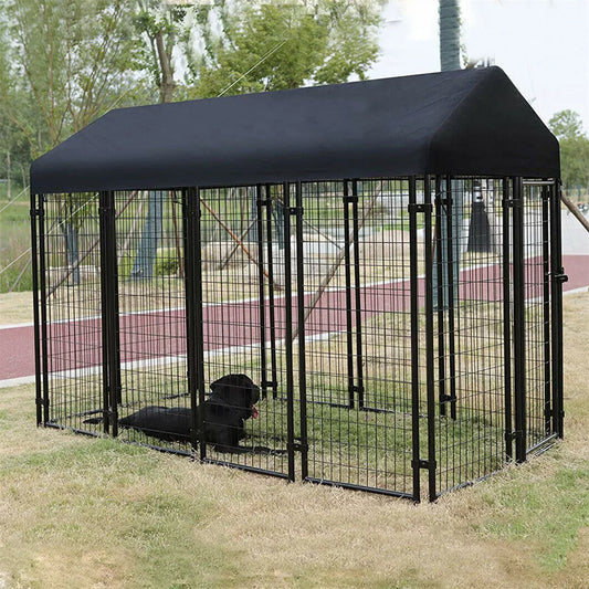 Heavy Duty XXL Dog Kennel Welded Wire Dog Pen House with Roof Cover Steel Fence