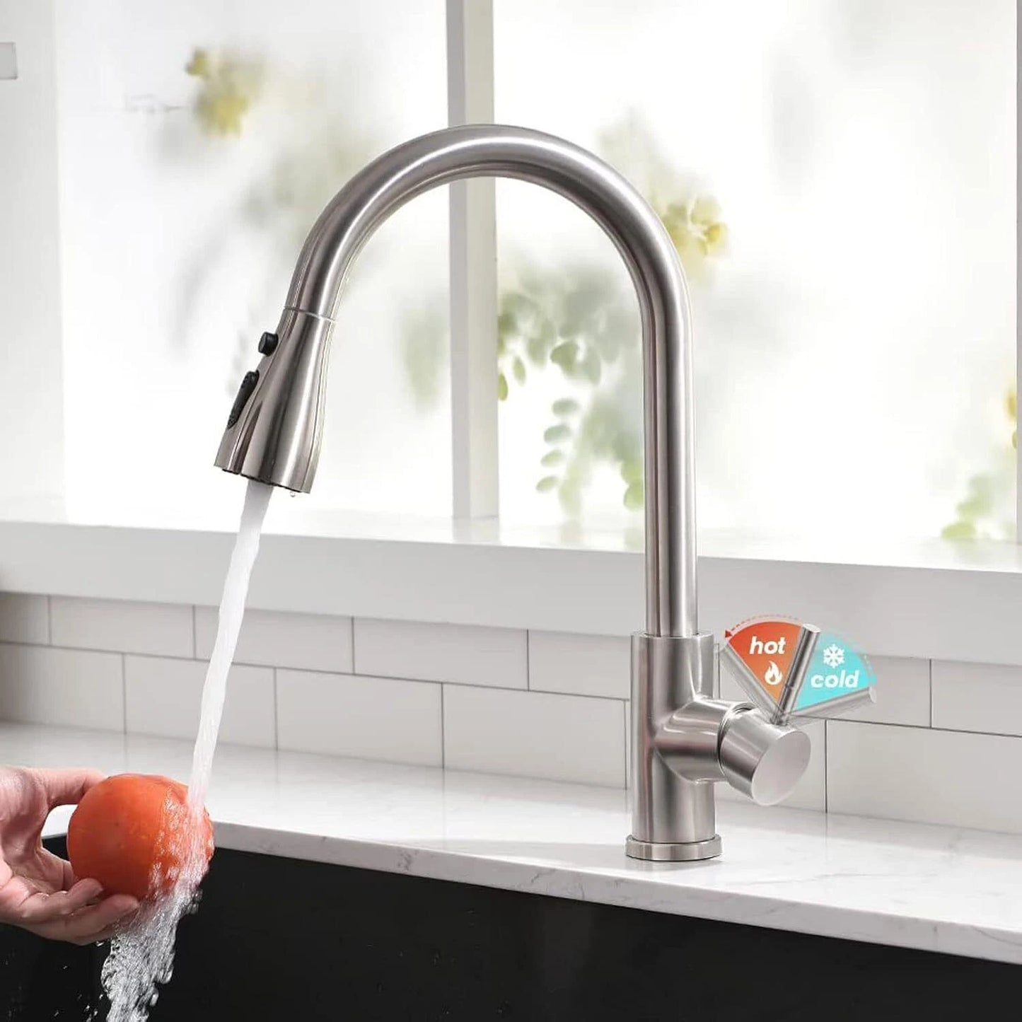 360° Kitchen Sink Mixer Taps Pull Out Spout Spray Single Lever Modern Mono Tap