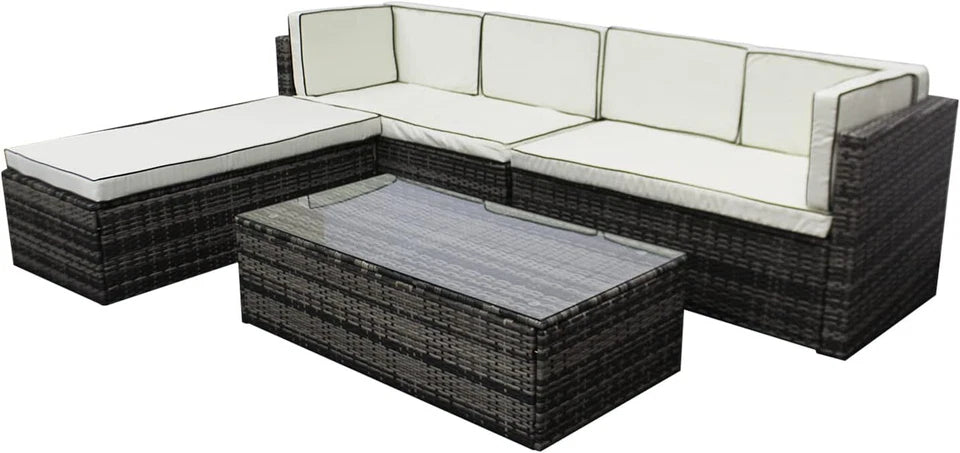 6 Seater Rattan Garden Furniture Corner Sofa L-Shape Set In/Outdoor with Cushion