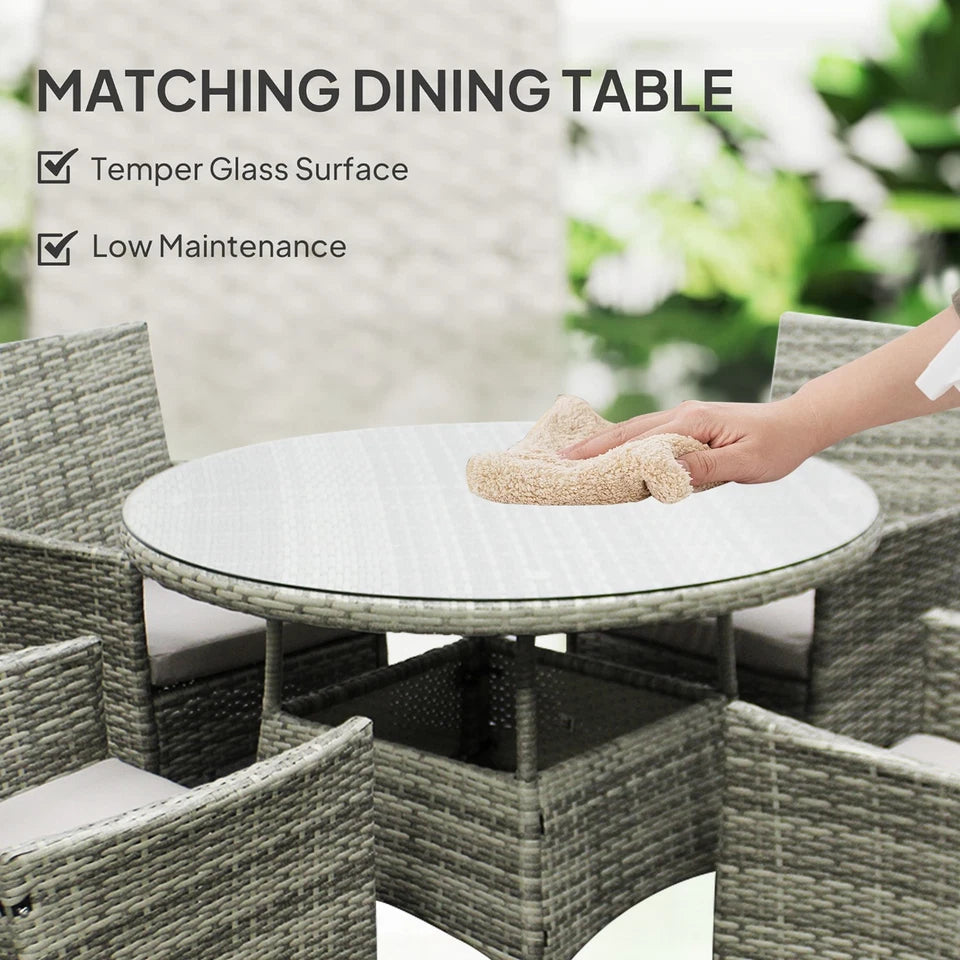 5 Piece Rattan Garden Furniture Set with 4 Chairs & Coffee Table Outdoor Patio