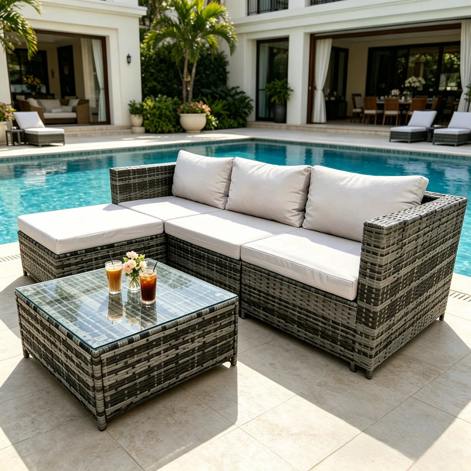 Rattan Garden Furniture Corner Sofa Set in Various Colours