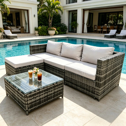 Rattan Garden Furniture Corner Sofa Set in Various Colours