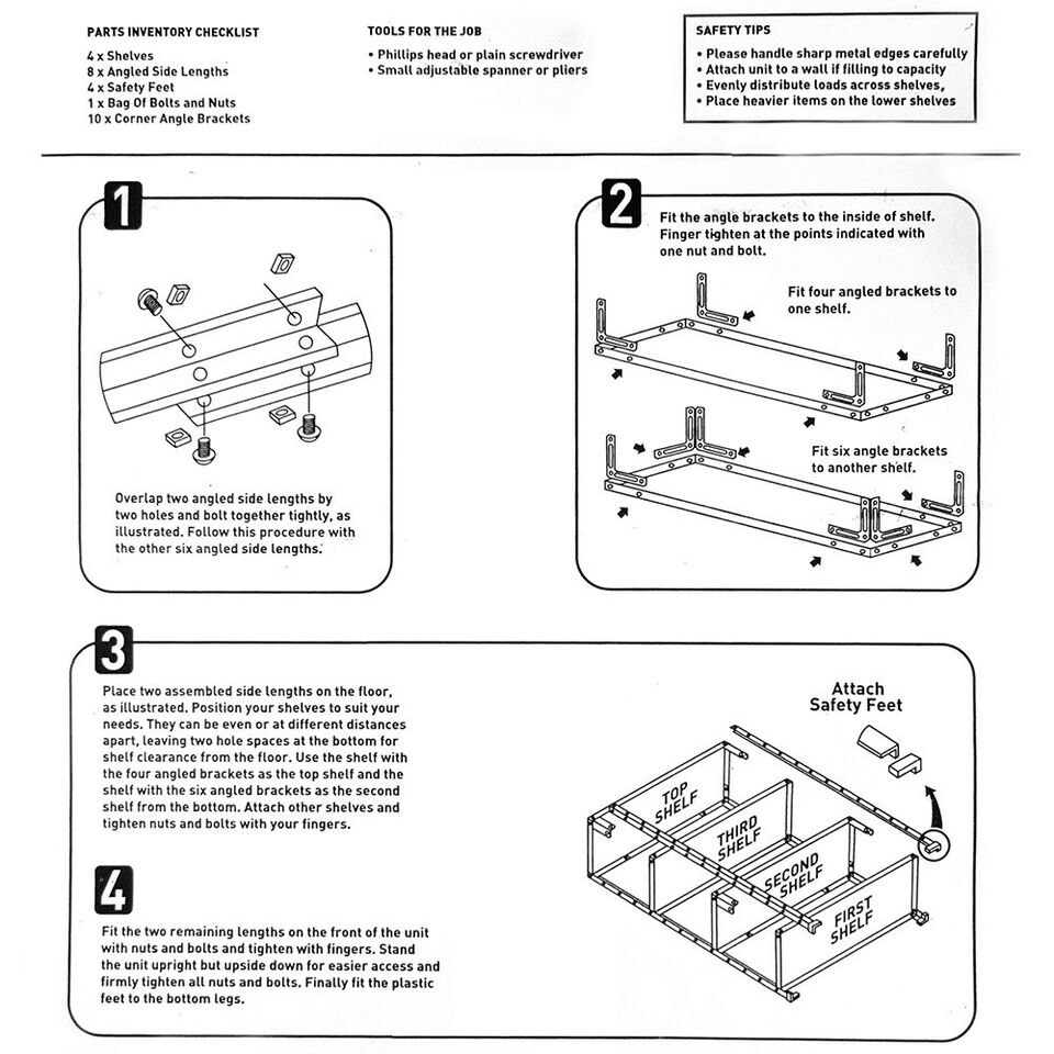 4Tier Garage Full Metal Shelving 142x75x30cm Heavy Duty Racking Storage