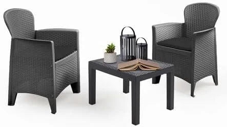 Garden Furniture Set Table Chairs 3 Piece Bistro Set Patio Outdoor Rattan Style