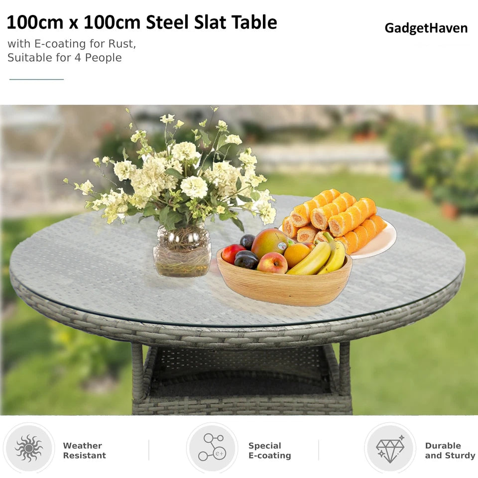 5 Piece Rattan Garden Furniture Set with 4 Chairs & Coffee Table Outdoor Patio