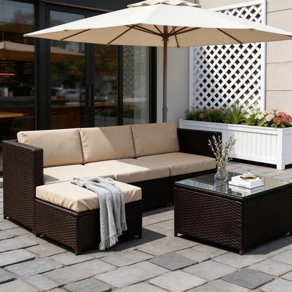 Rattan Garden Furniture Corner Sofa Set in Various Colours
