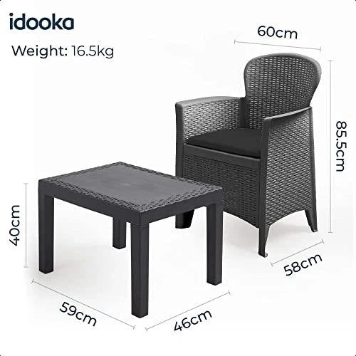 Garden Furniture Set Table Chairs 3 Piece Bistro Set Patio Outdoor Rattan Style