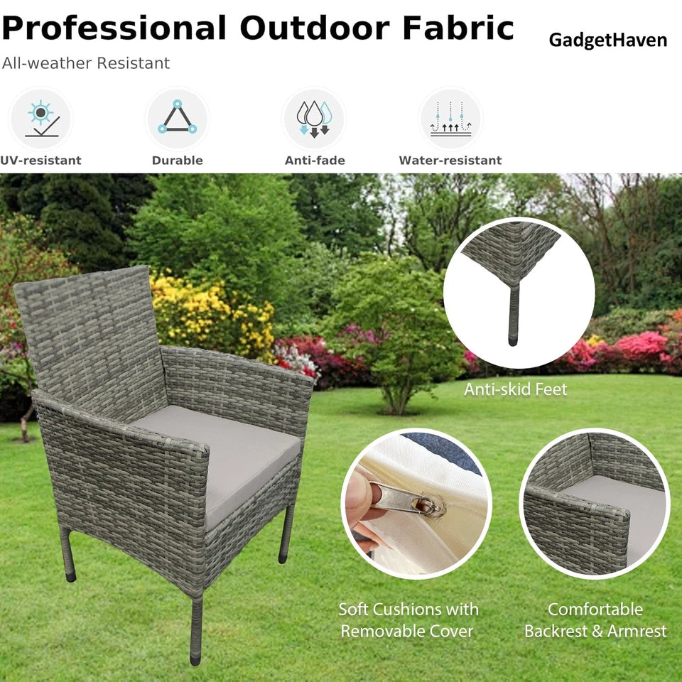 5 Piece Rattan Garden Furniture Set with 4 Chairs & Coffee Table Outdoor Patio