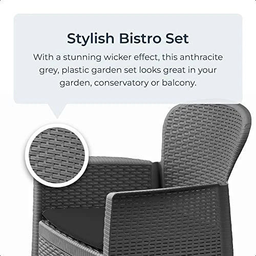 Garden Furniture Set Table Chairs 3 Piece Bistro Set Patio Outdoor Rattan Style