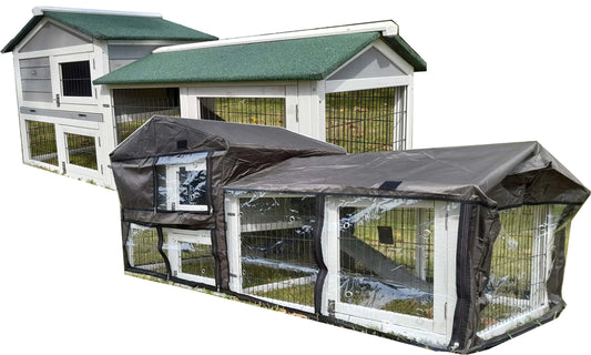 RABBIT HUTCH RAIN SUN WINTER COVER FOR XXL SMOKEY GREY + NATURAL HUTCHES